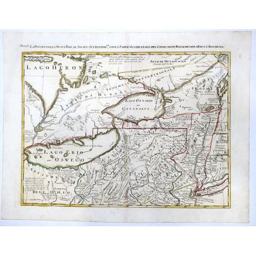 LA PENSILVANIA, LA NUOVA YORK, IL JERSEY SETTENTRIO:le, CON LA PARTE OCCIDENTALE DEL CONNECTICUT. . . (Fogl. V.)[Lakes Huron, Erie, and Ontario]