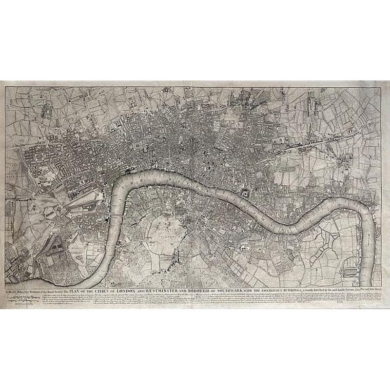 To Martin Folkes Esq[ui]r[e] President of the Royal Society: This Plan of the Cities of London with the Contiguous Buildings. . .