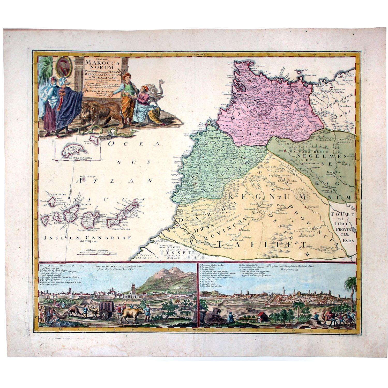 Statuum MAROCCANORUM. Regnorum nempe Fessanim Maroccani, Tafiletani et Segelomessani... [Canary islands]