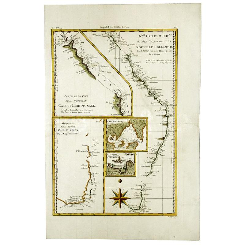 Australia, Van Diemen's Land, New South Wales, Queensland; Bonne / Desmarest - N.lle Galles Merid.le ou Cote Orientale de la Nouvelle Hollande . . .  