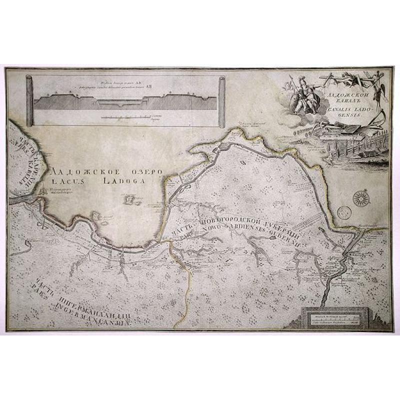LADOGA CANAL - RUSSIAN MAP. CANALIS LADOGENSIS.