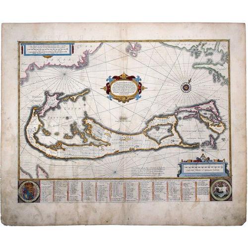 Old map image download for BERMUDA, Mappa AESTIVARUM Insularum alias BARMUDAS dictarum, ad Ostia Mexicani. . .
