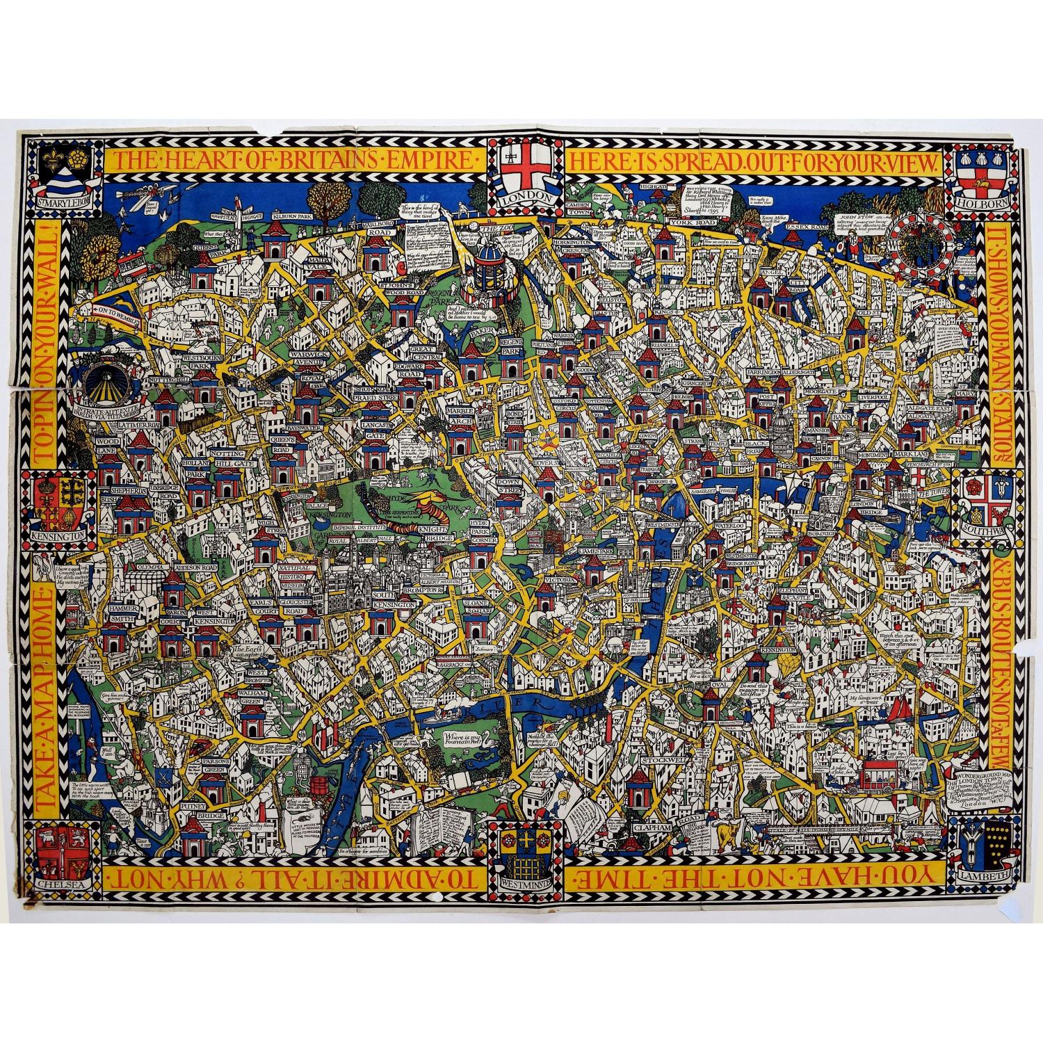 The Wonderground Map of London Town Drawn by MacDonald Gill.