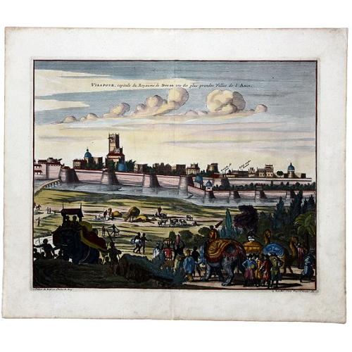 Rare, antique map of VISAPOUR, capitale du Royaume de Decan une des plus grandes Villes de l'Asie.