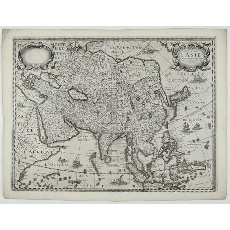 Carte De L'Asie Corrigée, et augmentée, dessus toutes les autres cy devant faictes par P. Bertius.