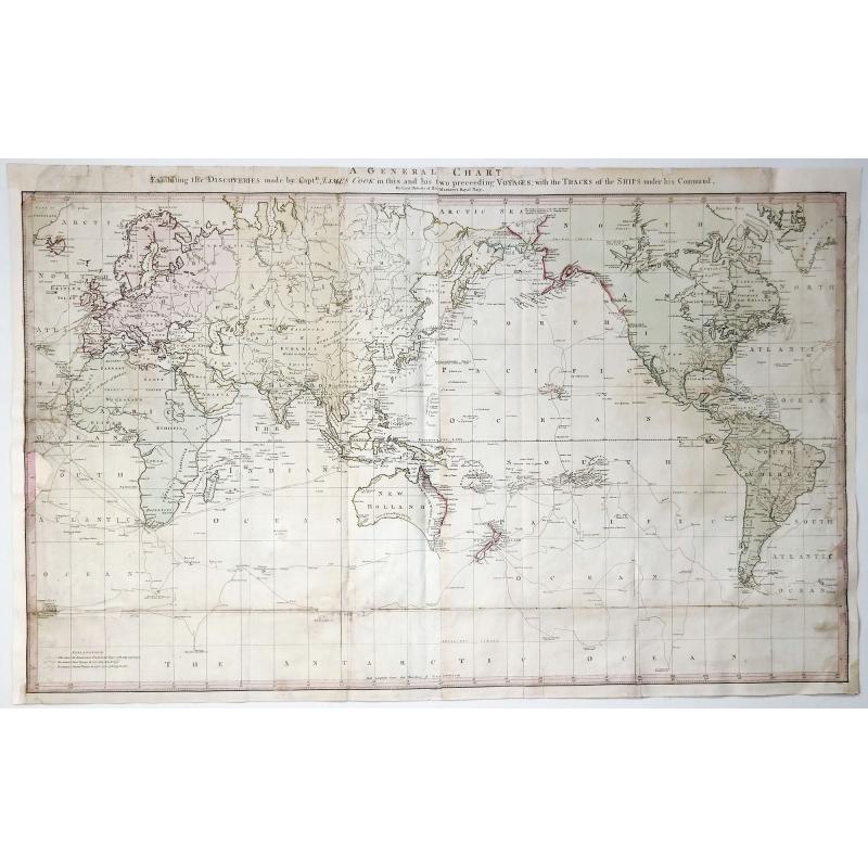A General Chart Exhibiting the Discoveries Made by Captn. James cook in This and his two Preceding Voyages. . .