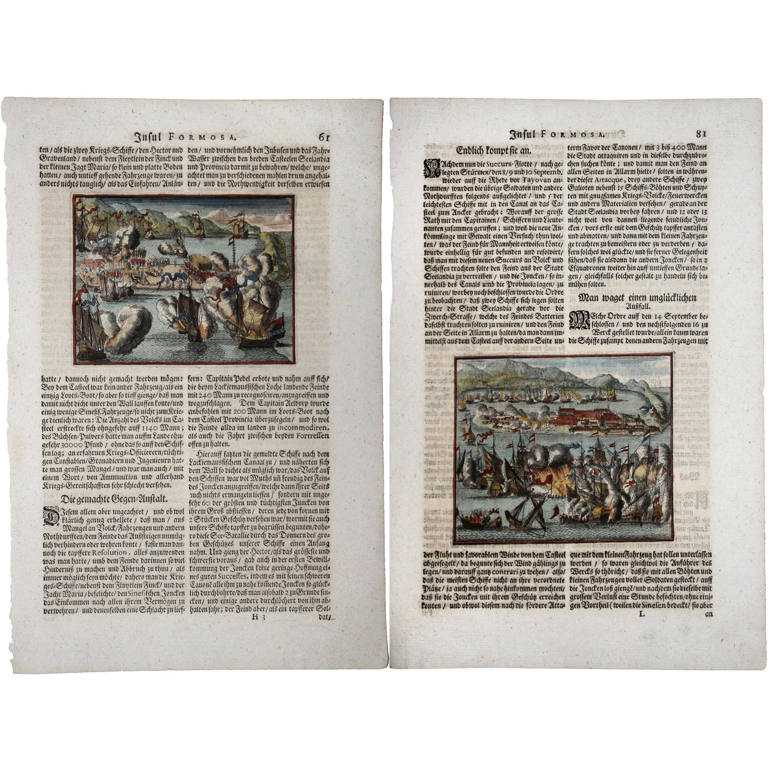 [2 text pages with views of Fort Zeelandia on Taiwan]