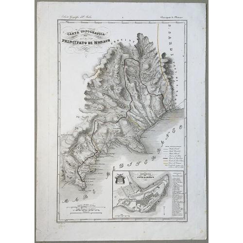 Old map image download for Carta Topografica del Principato Di Monaco.