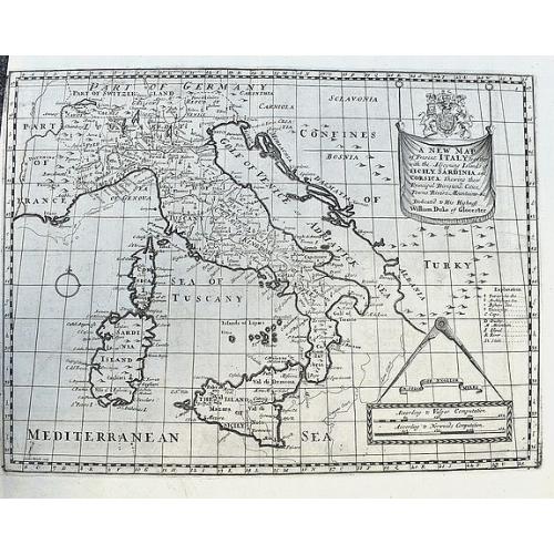 Old map image download for A New Map of Present Italy, together with the Adjoining Islands of Sicily, Sardinia, and Corsica. . .