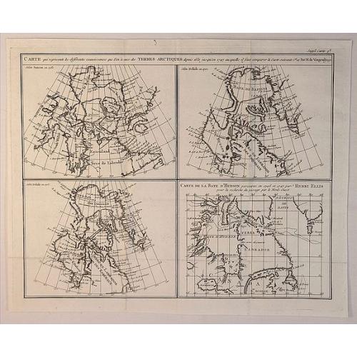 Old map image download for Carte Qui Represente les Differentes Connoissances que Lion Eues des Terres Arctiques. . .