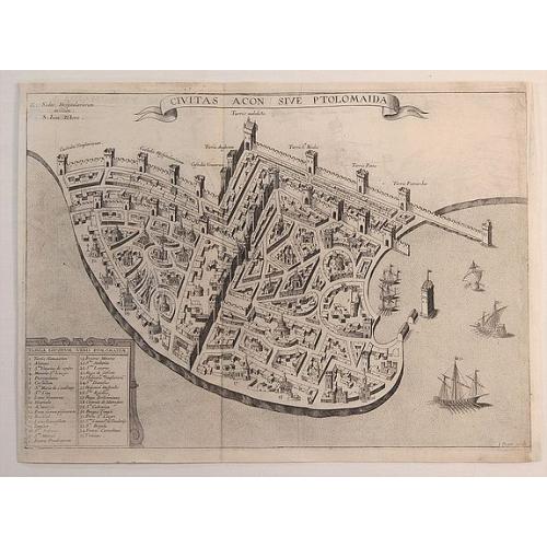 Old map image download for Civitas Acon Sive Ptolomaida.