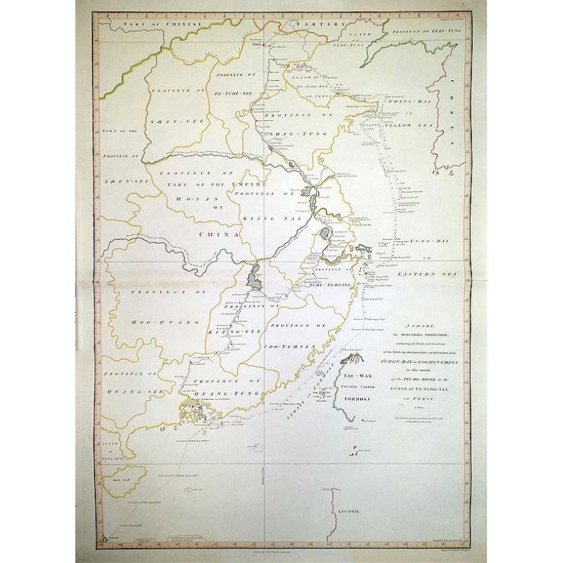 A Chart, on Mercator's Projection, Containing the Track and Soundings of the Lion, the Hindostan and Tenders, from Turon-Bay in Cochin-China. . .
