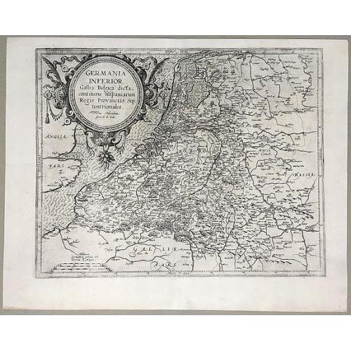 Old map image download for Germania Inferior Gallia, Belgica dicta, continens Hispaniarum Regis Provincias Septentrionalis.
