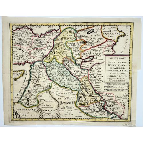 Old map image download for Irak, Arabi, Kurdistan, Diarbek, Turkomania, Syrie en het Heilige Land.