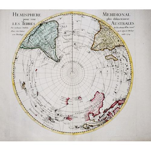 Old map image download for Hemisphere Meridional pour voir plus distinctement les Terres Australis. 1714.