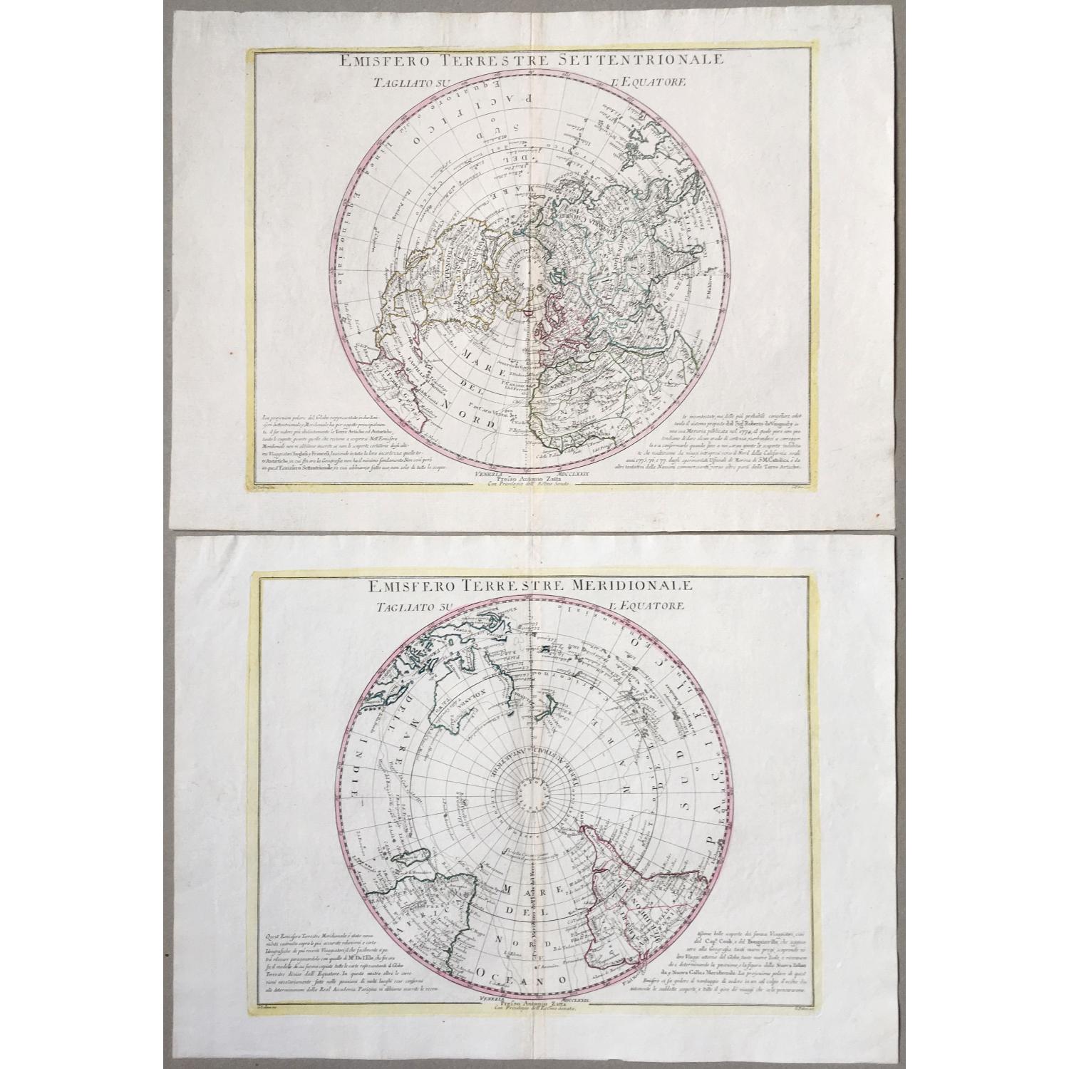 Emisfero terrestre Meridionale Tagliato Su l'Equatore & Emisfero terrestre Settentrionale Tagliato su l'equatore.