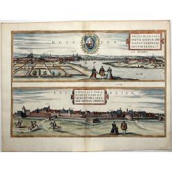 Dresden - Dresa Florentissimum Misniae Opp. Illust: Saxoniae Ducum Sedes [on sheet with] Leibzigk - Lipsia Litterarum Studiis et Mercatura Celebre Misniae Oppidum. [Dresden & Leipzig]