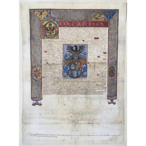Old map image download for Emperor Charles V, Carta executoria for Gregorio de Castro, manuscript on vellum, 1536.