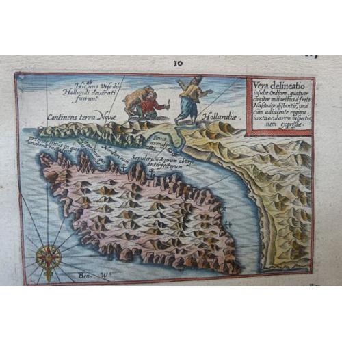 Old map image download for Vera delineatio insulae Ordinum quatuor circiter miliaribus a freto Nassovico distantis.