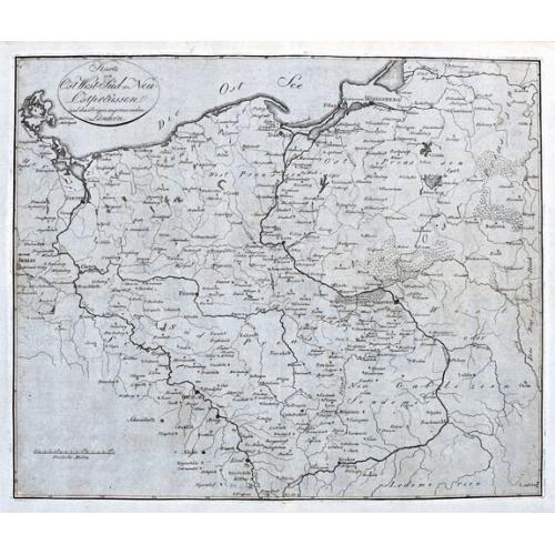 Old map image download for Karte von Ost West = Süd = u. Neu = Ostpreussen und den übrigen angrenzenden Ländern.