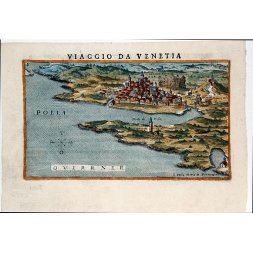 Old map image download for Polla/Viaggio Da Venetia [Pola in Istria] Rare 1st edition