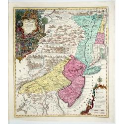 Pensylvania Nova Jersey et Nova York Cum Regionibus Ad Fluvium Delaware In America. . .