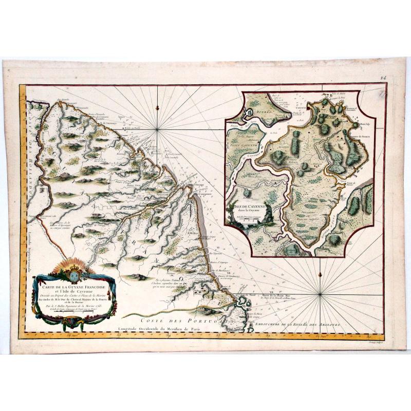 Carte de la Guyane Françoise et l'Isle de Cayenne.