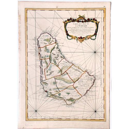 Old map image download for Carte de l'Isle de la Barbade.