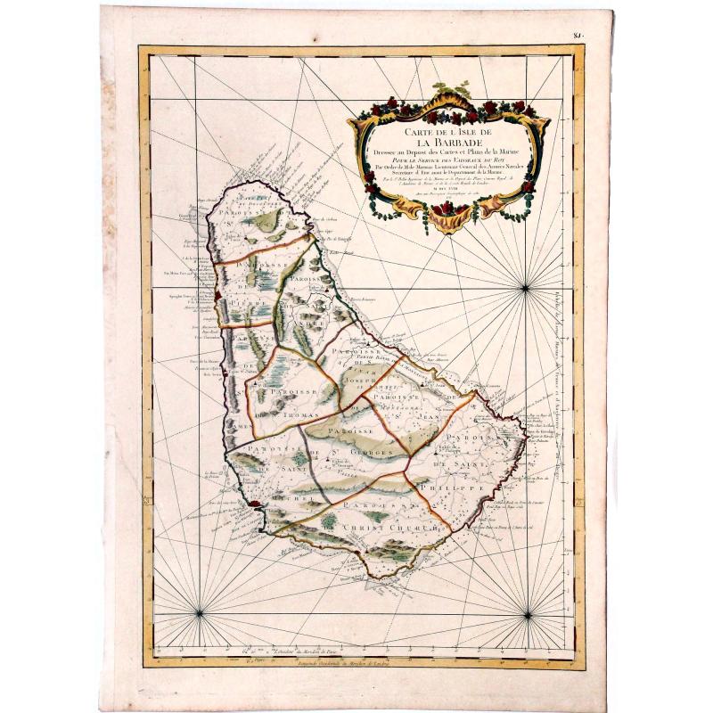 Carte de l'Isle de la Barbade.