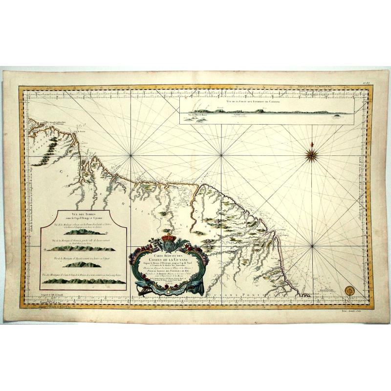 Guyana,- Carte Reduite des Costes de la Guyane Depuis la Riviere d'Orenoque jusqu'au Cap de Nord, a l'Entree de la Riviere des Amazones ...