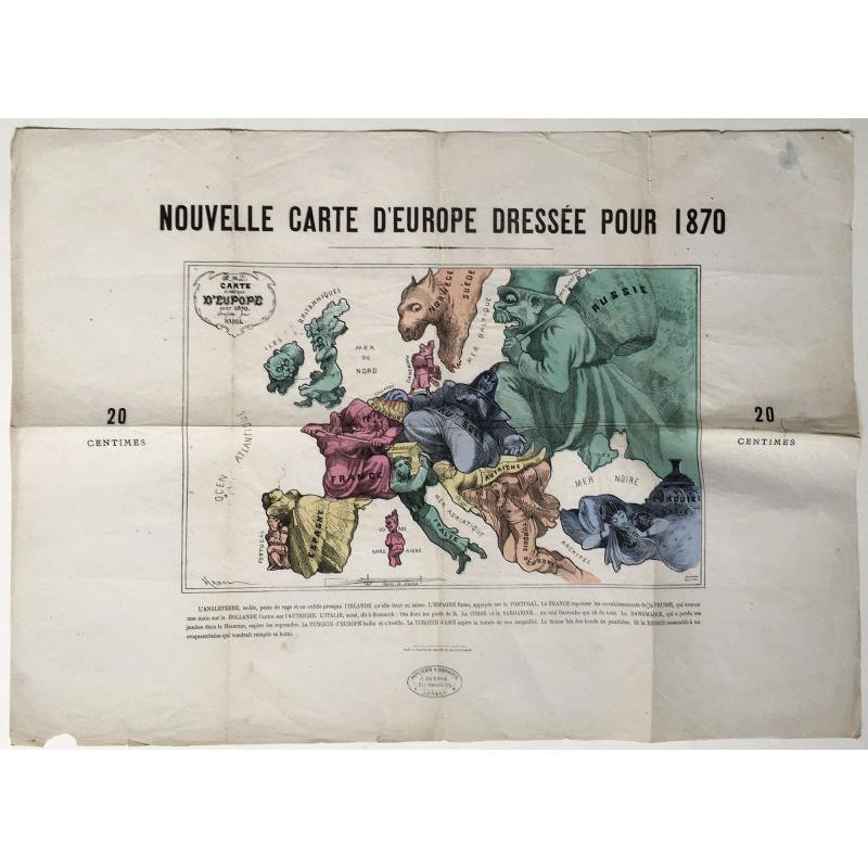 Nouvelle Carte d'Europe dressée pour 1870 / Carte drôlatique d'Europe pour 1870 dressée par Hadol.