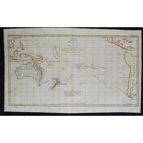 Old map image download for Carte d'une partie de la Mer du Sud Contenant les Découvertes des Vaisseaux de sa Majesté le Dauphin, Commodore Byron, La Tamar. . .