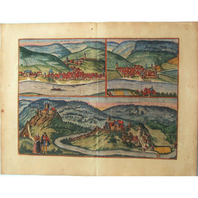 Zell,Berncastel,Manderscheid - Cel im Ham, Berncastel, Ober Manderscheidt, Nider Manderscheidt. [on one sheet]