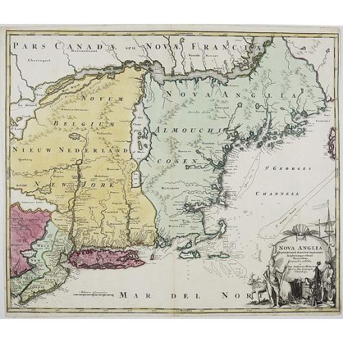 Old map image download for NOVA ANGLIA. Septentrionali Americae implantata. Anglorumique coloniis florentissima. . .