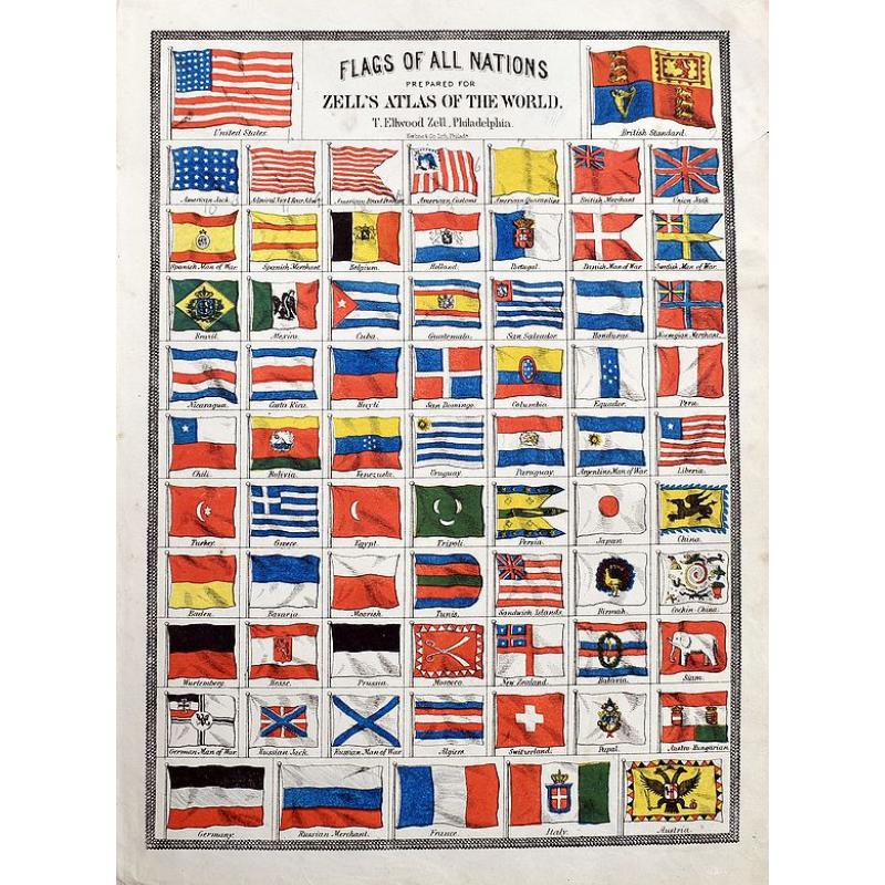 Flags of all Nations prepared for Zell's Atlas of the World.