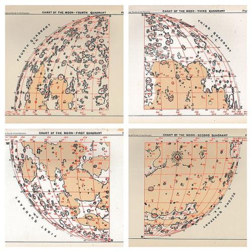 Old map image download for Chart of the Moon in Four Quadrants. 