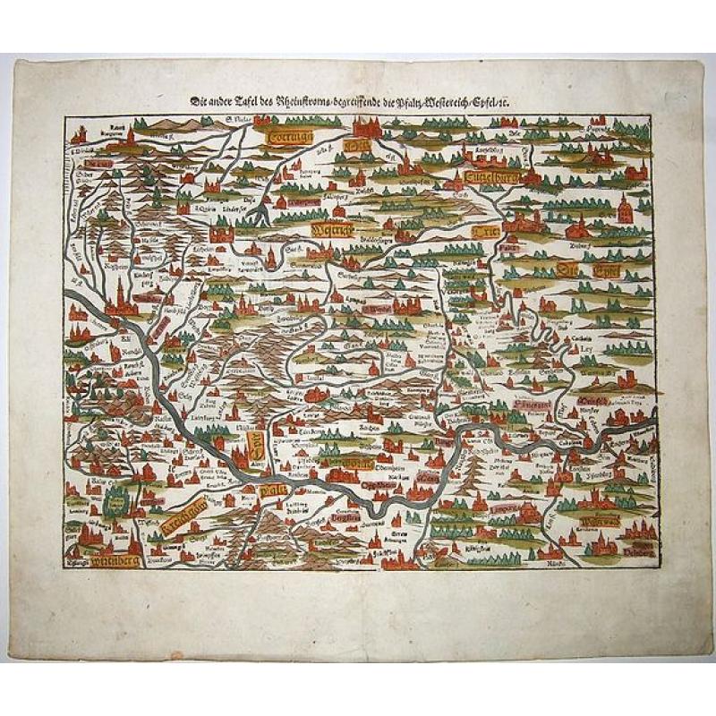 Die ander Tafel des Rheinstromes, begreiffendt die Pfaltz, Westereich, Eyfel,sc. [Course of the Rhine from approx. Strassbourg to Andernach]