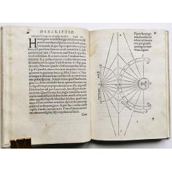 Compositio horologiorum, in plano, muro, truncis, anulo, con concavo, cylindro & variis quadrantibus, cum signorum zodiaci & diversarum horarum inscriptionibus.
