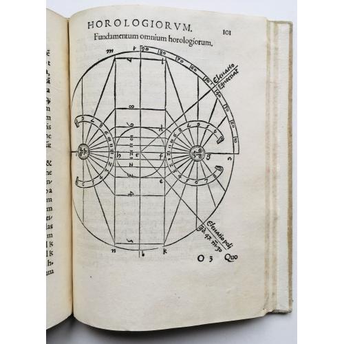 Old map image download for Compositio horologiorum, in plano, muro, truncis, anulo, con concavo, cylindro & variis quadrantibus, cum signorum zodiaci & diversarum horarum inscriptionibus.