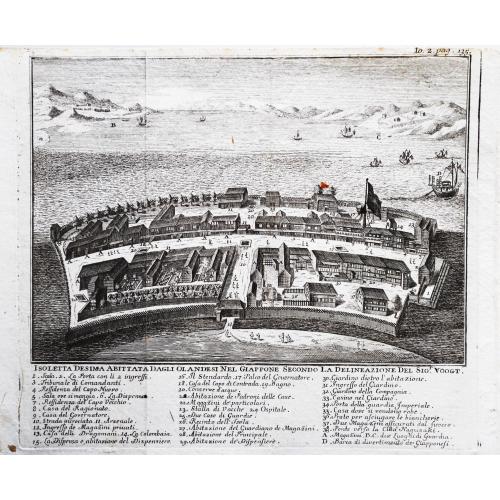 Old map image download for [Lot of 2 items] Isoletta Desima Abittata Dagli Olandesi Nel Giappone / Plan du port et de la ville de Nangasaki.