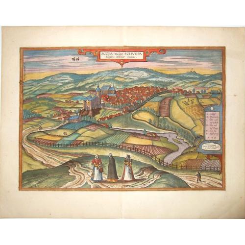 Old map image download for ZSCHOPAU,SAXONIA,- Scopa vulgo Schuepa Elegans Misniae civitas.