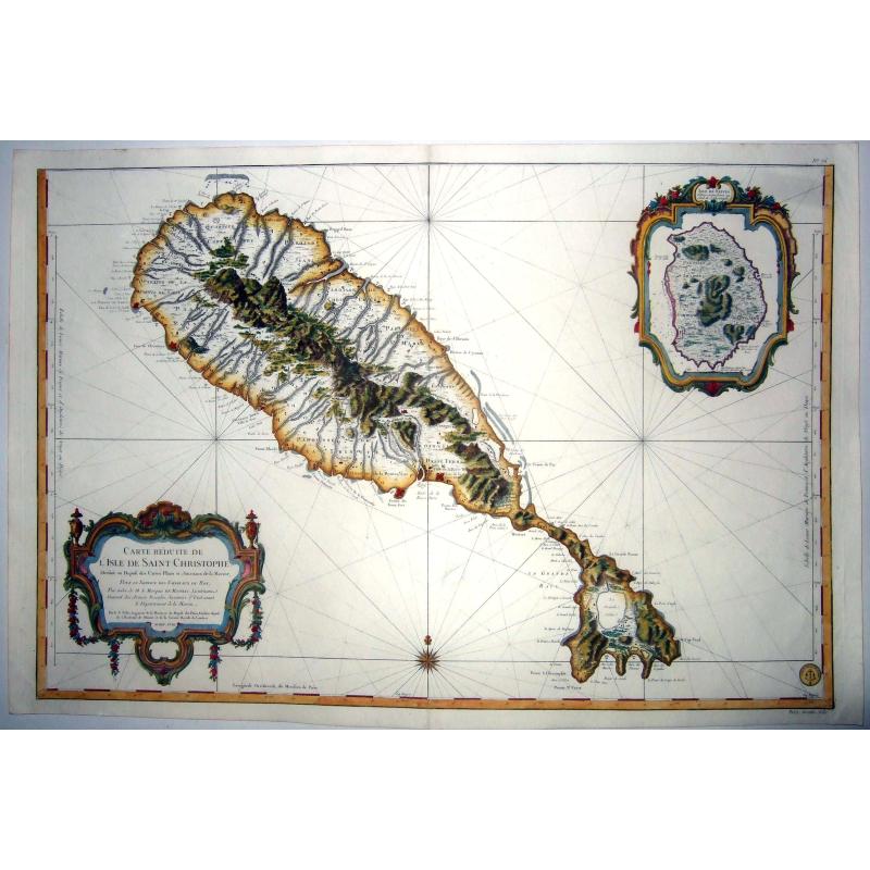 St. Kitts & Nevis,- CARTE REDUITE DE L'ISLE DE SAINT CHRISTOPHE. . .