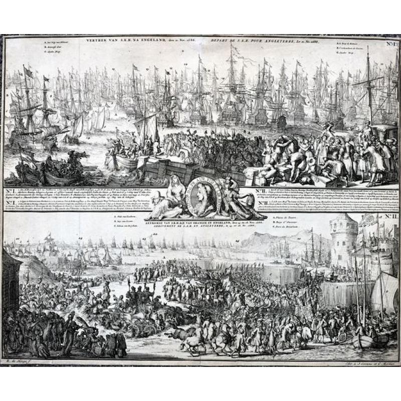 Vertrek van S.K.H. NA Engeland den 11. Nov. 1688 & Aenkomst van S.K.H.D.P. van Orangie in Engeland, den 15. en 16. Nov. 1688. . .