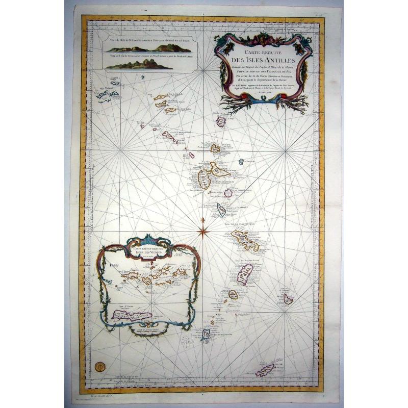 [VIRGIN ISLANDS],- CARTE REDUITE DES ISLES ANTILLES .. 1758 - CARTE PARTICULIERE DES ISLES DES VIERGES