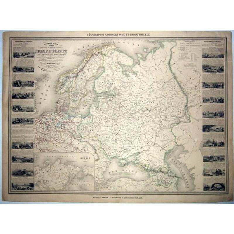 ECONOMY N.EUROPE,- Nouvelle Carte Illustree Des Estats Du Nord De L'Europe Donnant La Russie D'Europe La Suede et le Danemark . . .[Incl. Poland Lithuania Livonia]
