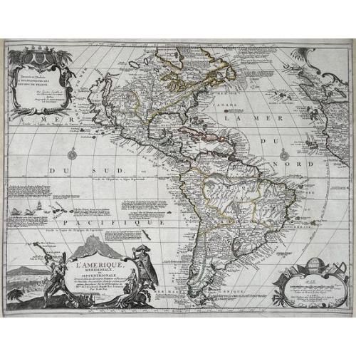 Old map image download for L'Amerique, Meridionale, et Septentrionale.