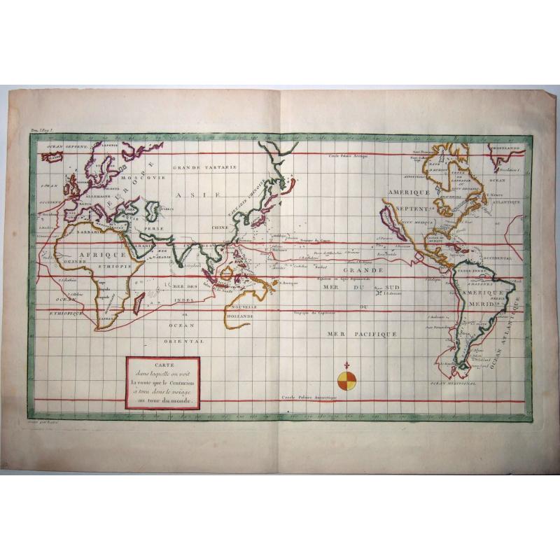 Voyage around World by Anson. -CARTE dans lequelleon voit la route que le Centurion a tenu. . .