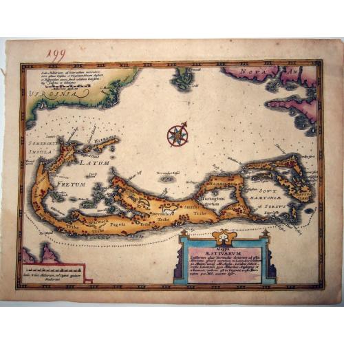 Old map image download for Bermudas. -Mappa Aestivarum Insularum, alias Bermudas dictarum. . .