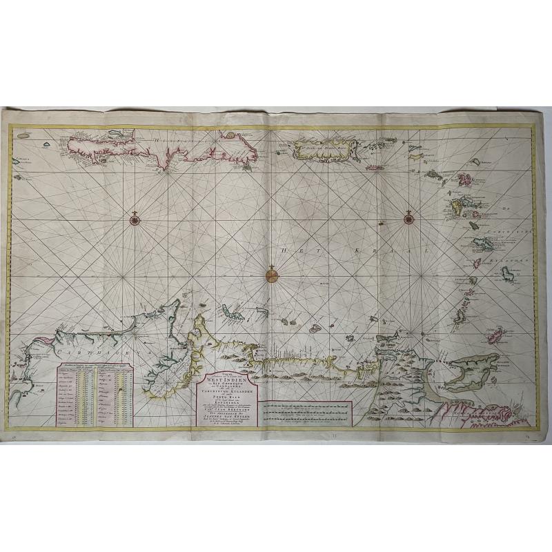 Nieuwe Paskaart van de Kusten van West Indien van Rio Oronoque tot Cartegena Met alle de Caribische Eylanden. . .