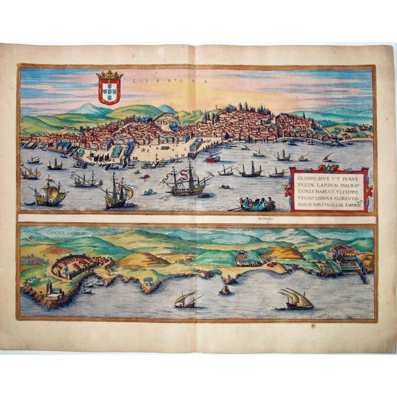Lisbona. Olisipo ... vulgo Lisbona Florentissimum Portugalliae Emporiv. [on sheet with] Cascale Lusitaniae Opp..[LISBOA & CASCAIS].